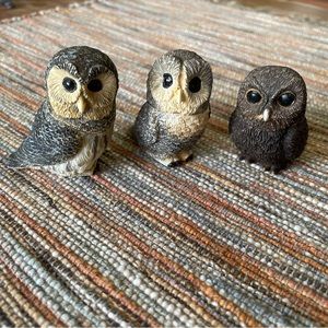 Set of Three Pot Bellies Owl Box Figurines